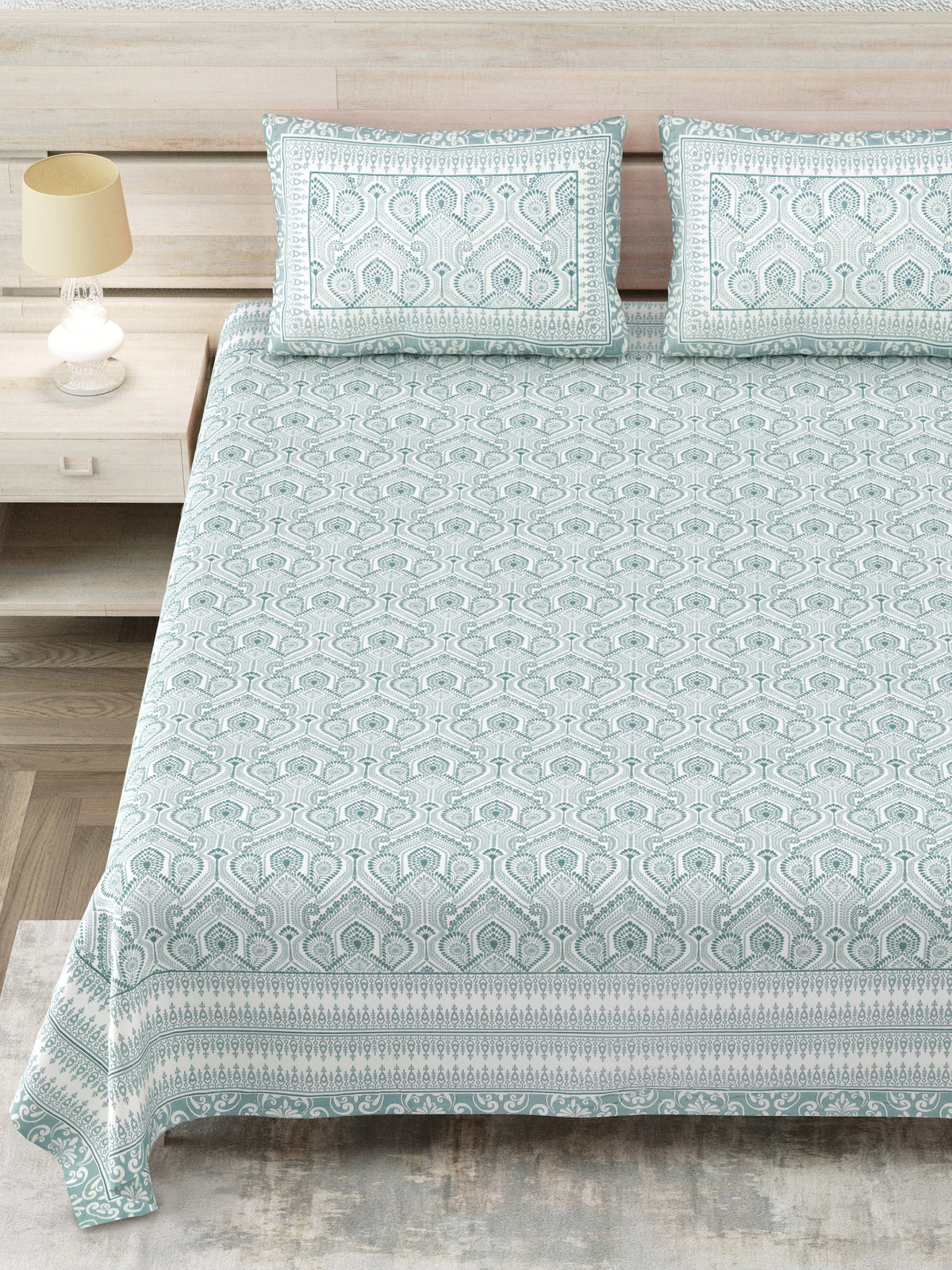 Avantika Aqua Ogee Trellis Cotton King Size Bedsheet With 2 Pillow Covers Bedsheet 1-GCXp3z0mRx8ShV6EBXbVJQ344vklQYj_w2000