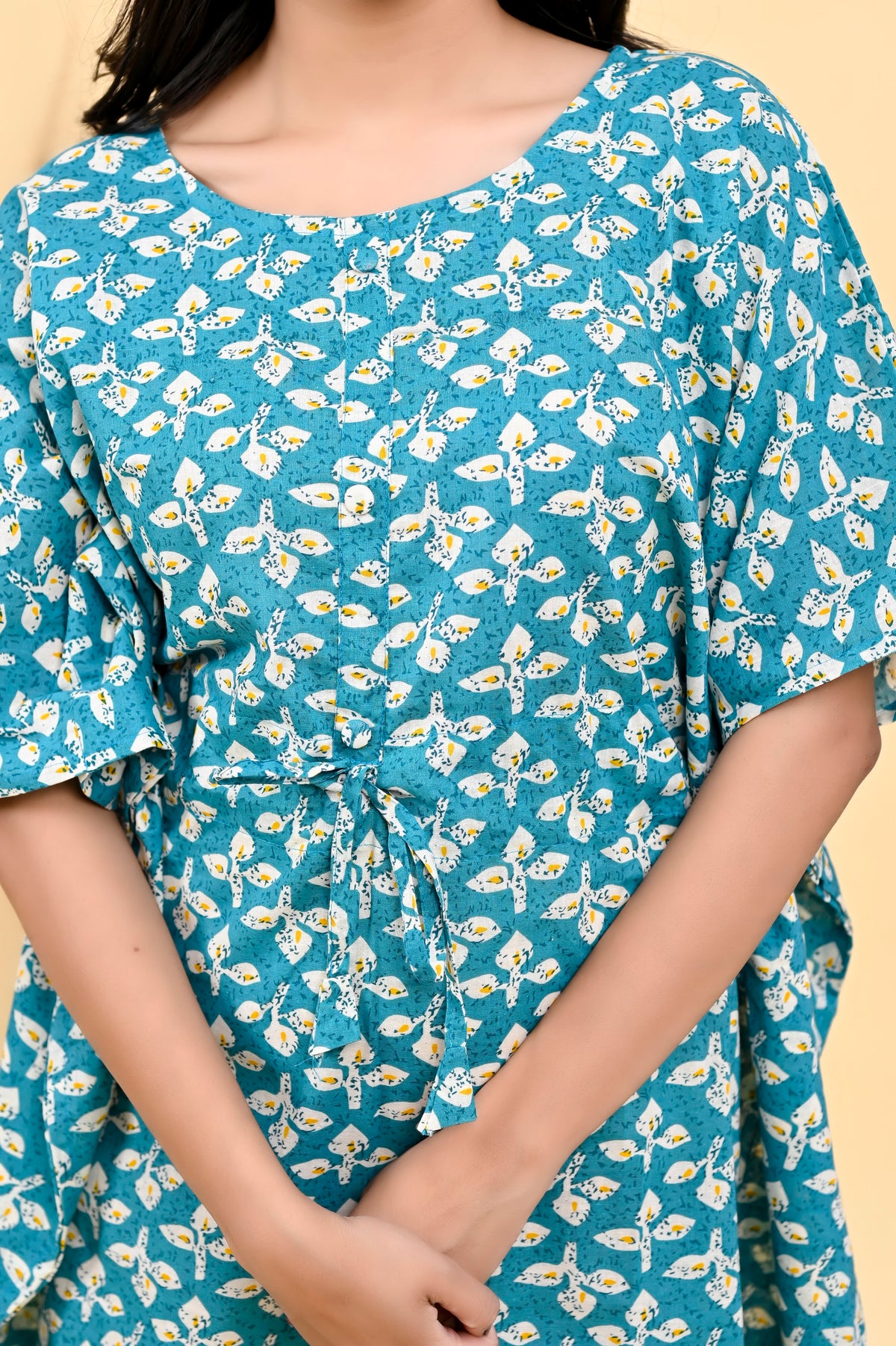 Turquoise Floral kaftan dress – make to order wholesale – view 6