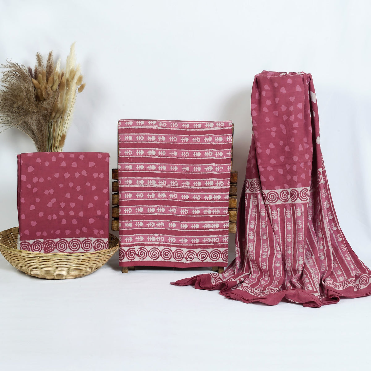 Hand Block Print Cotton Suit Material with Mulmul Dupatta | Gulabi Rekha – Rose Stripe | Rose Pink & White | Wholesale Suit Material 14Knohd7R_5EfKwUra7pMWR711M6qGYFU_w2000