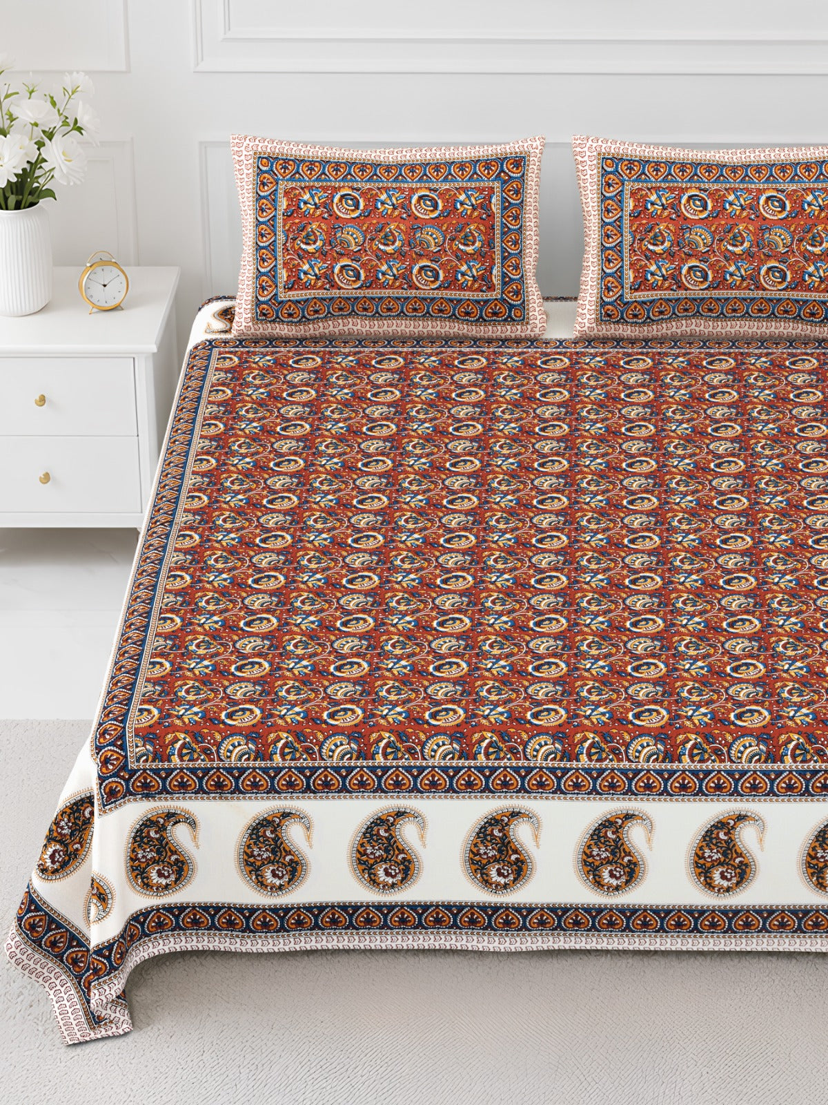 Elite Rust Paisley Border Cotton Double Bedsheet 90x108 with 2 Pillow Covers Bedsheet 18dp26dtaxCwtssjRNqR0GxgMUUPsXTmL_w2000