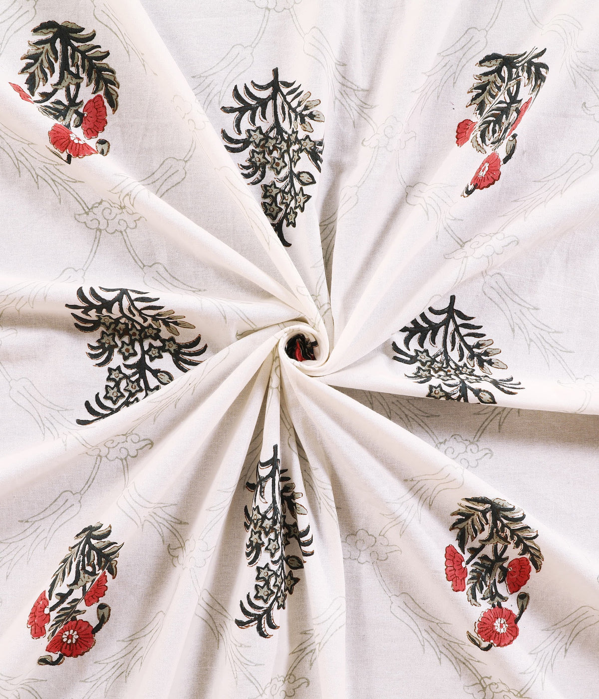 Gulnar Buta hand block printed Murugan cotton double bedsheet 95x108 with 2 pillow covers – red and black – wholesale Jaipur – view 3