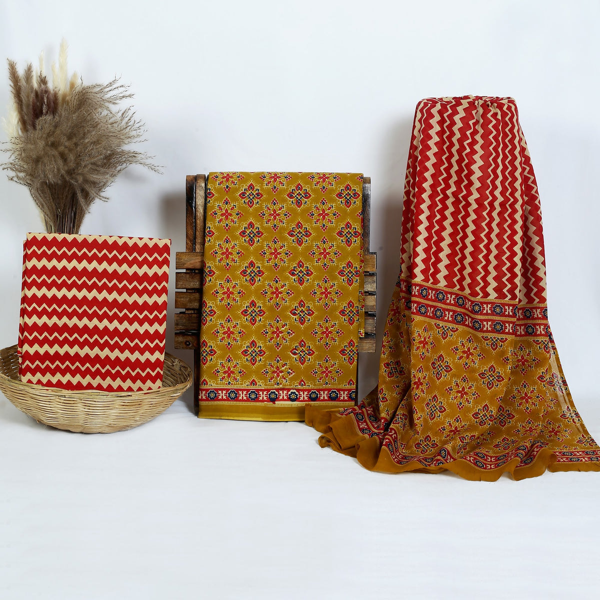 Hand Block Print Cotton Suit Material with Mulmul Dupatta | Sarson Laal Lehar – Mustard Red Zigzag | Mustard & Red | Wholesale Suit Material 1AKQ6CgAdwCcnx_TR_o1dbkes0k9v5OvI_w2000