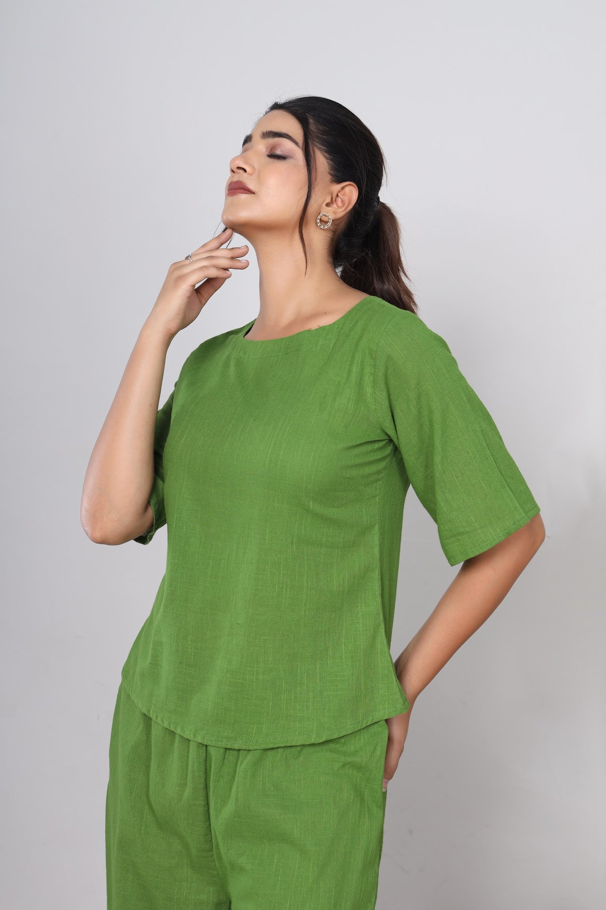 Green solid co-ord set – make to order wholesale – view 6