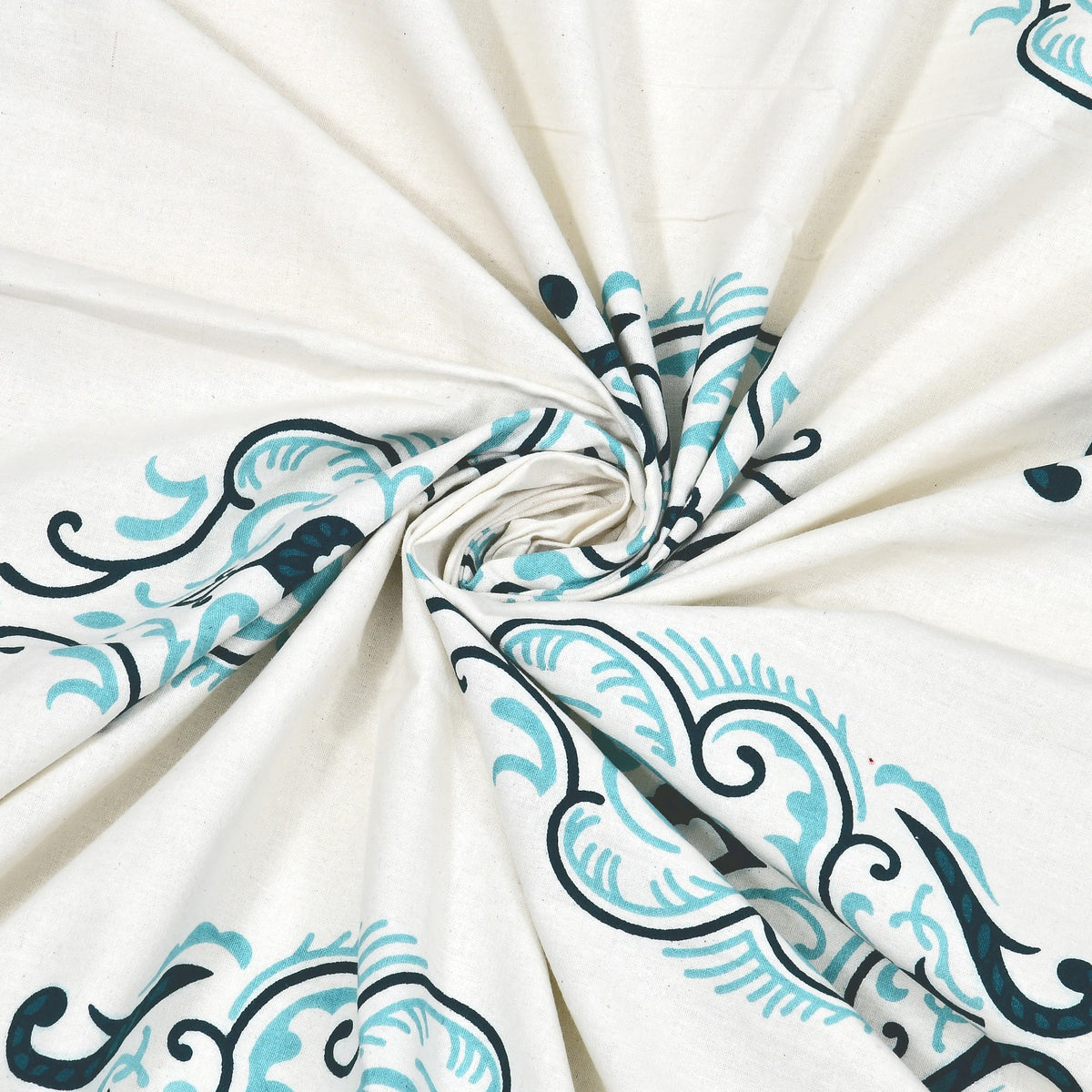 Kalashree Aqua Paisley Border premium cotton double bedsheet 100x108 with 2 pillow covers – aqua – wholesale Jaipur – view 6