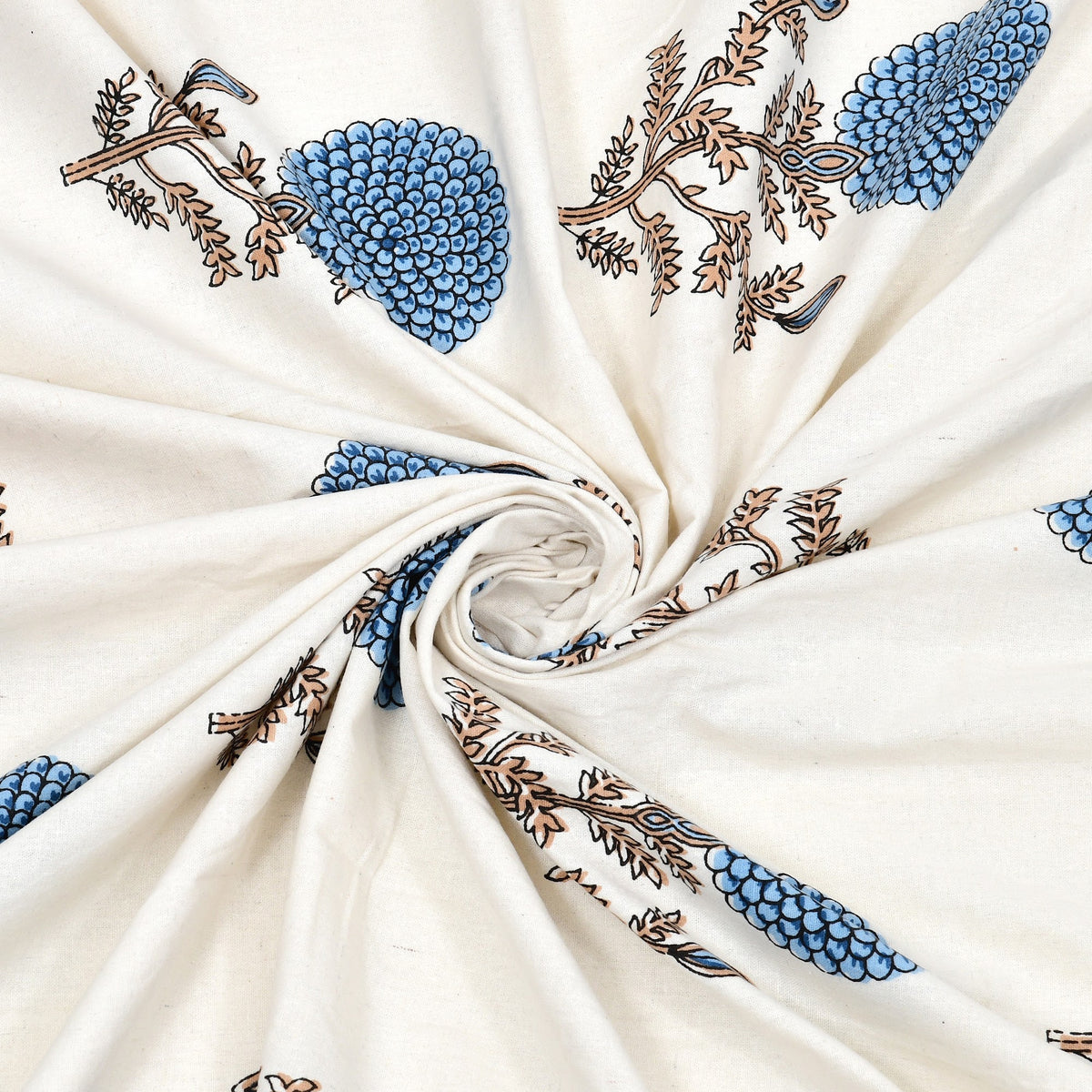 Elora Blue Marigold Buta Murugan cotton single bedsheet 60x90 with pillow cover – blue – wholesale Jaipur – view 6