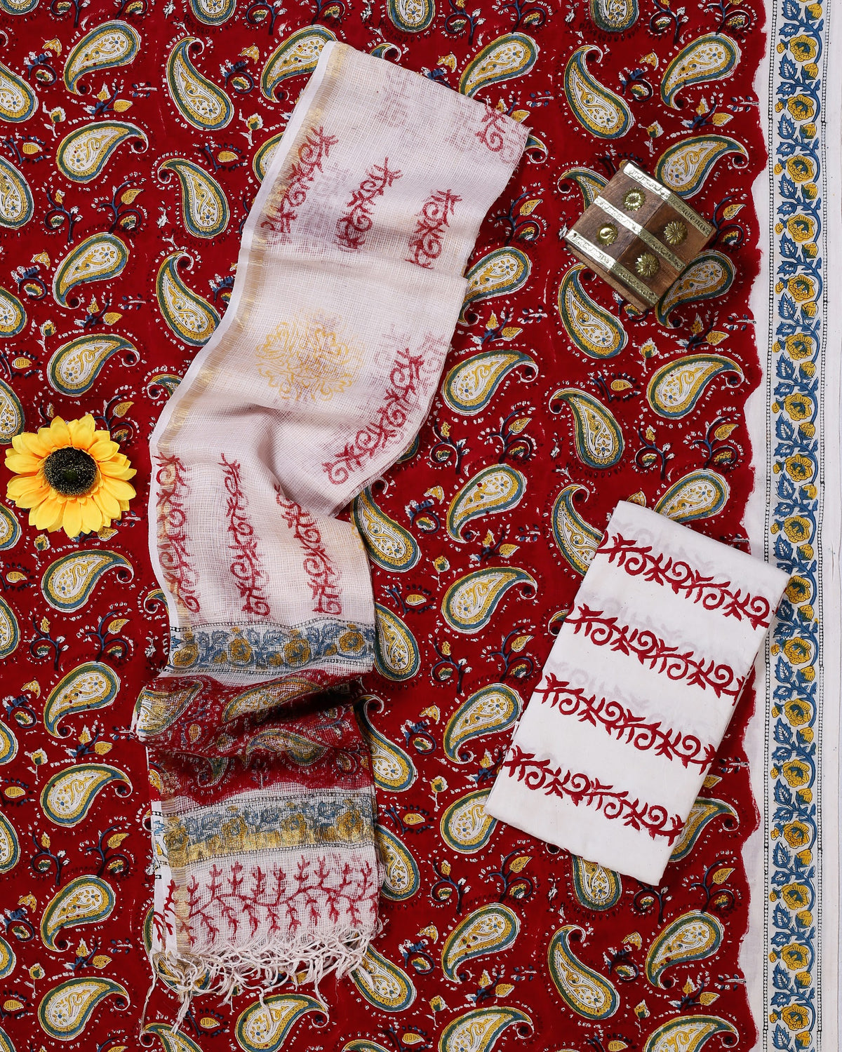 Rangeen Red Paisley Hand Block Print Cotton Suit with Kota Doria Dupatta – Unstitched 3 Piece Suit Material 1HTGgTMEvjJ8TlvOgQqR-feS8xtdyMB7i_w2000