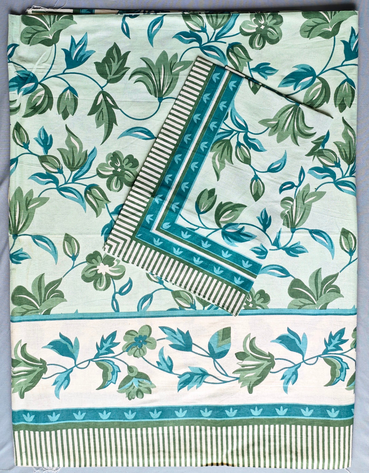 Saanjh Teal Lily Vine Cotton Single Bedsheet 60x90 with 1 Pillow Cover Bedsheet 1J60QoHONrWJDy4R8mTG25p4LQLRz7kmM_w2000