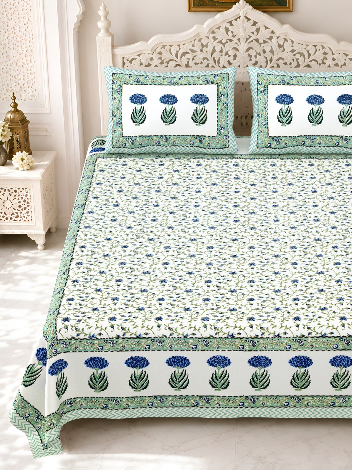 Premium Royal Block Blue Tulip Border Cotton Double Bedsheet 90x108 with 2 Pillow Covers Bedsheet 1N2tclN4AFjiWTGDnhqxEt3yqBengXpVv_w2000