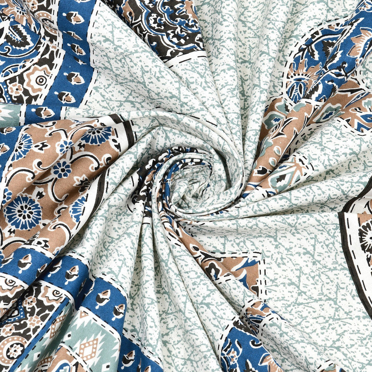 Elora Blue Elephant Mandala Murugan cotton single bedsheet 60x90 with pillow cover – blue – wholesale Jaipur – view 6