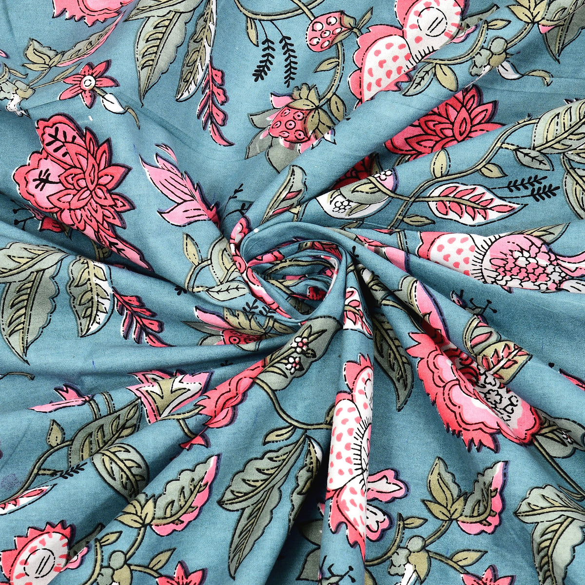 Teal Pink Gulzar Floral pure cotton double bedsheet 90x108 – Unnati collection – view 6