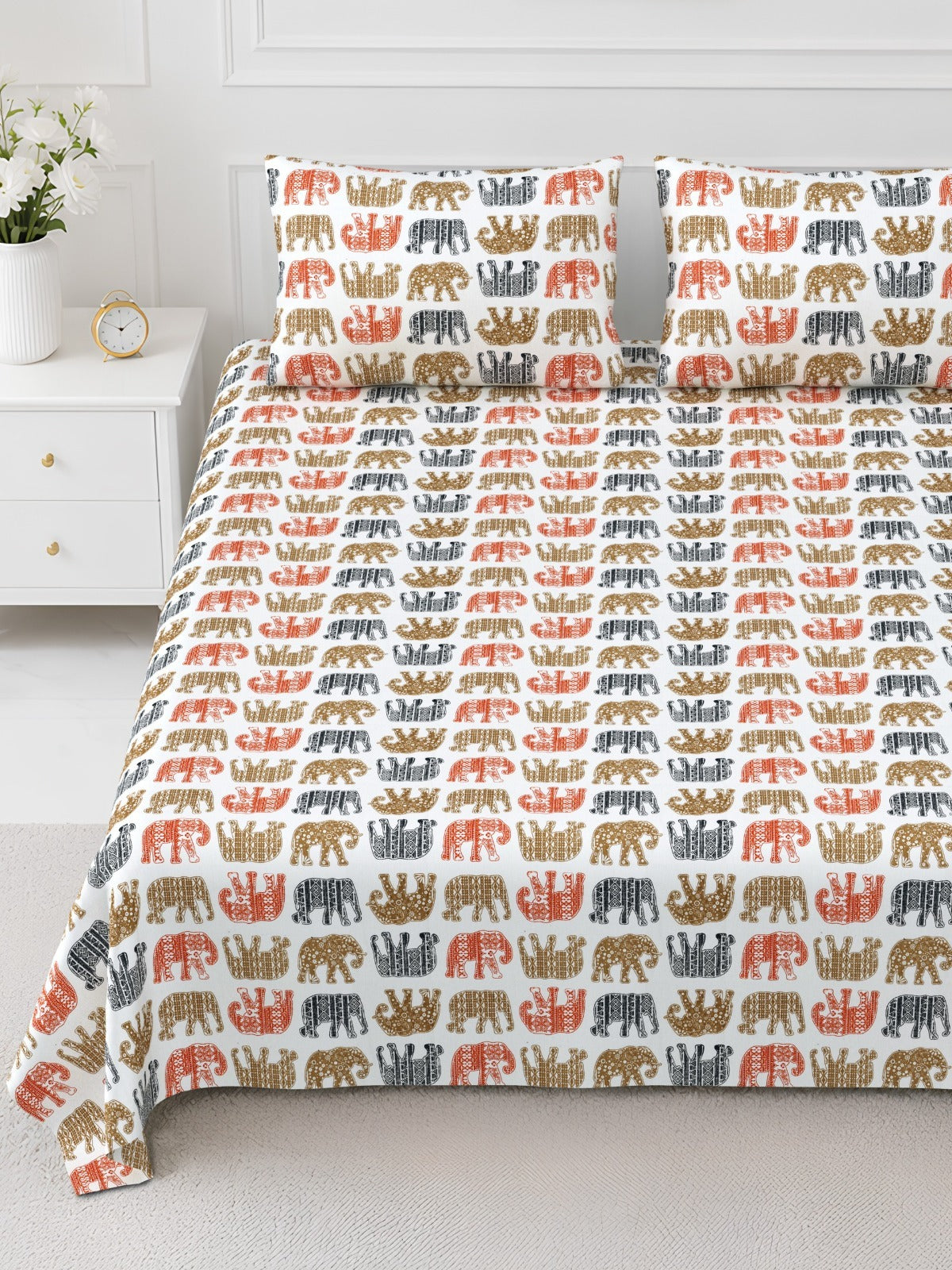 Elite Multicolour Elephant Parade Cotton Double Bedsheet 90x108 with 2 Pillow Covers Bedsheet 1Pc69CU5FlyGyblIEsnUQp79KasUfLz-X_w2000