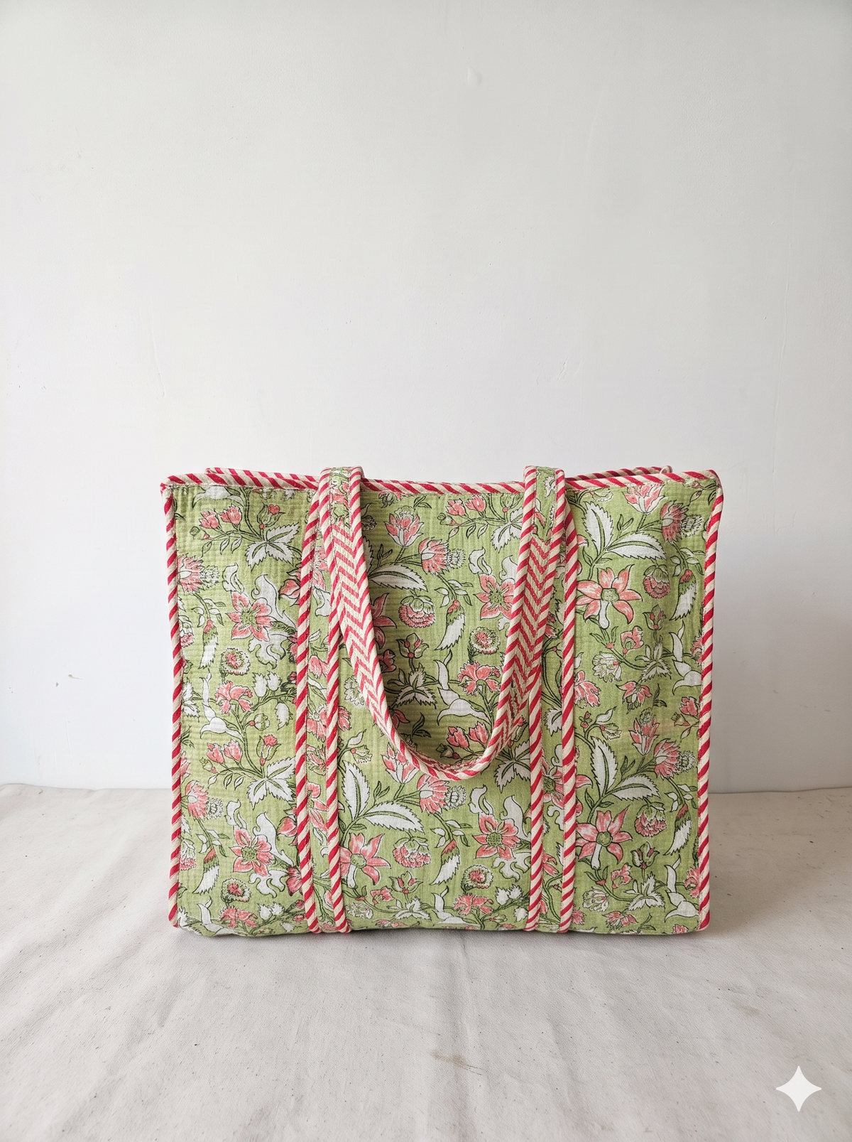 Jaipuri Printed Quilted Cotton Tote Bag | Hari Bel – Sage Floral | 18x18 inch | Zipper & Inside Pocket | Wholesale Tote Bag 1RxVogP4Crh_CXL3raSBUBNDM7UbbefJR_w2000