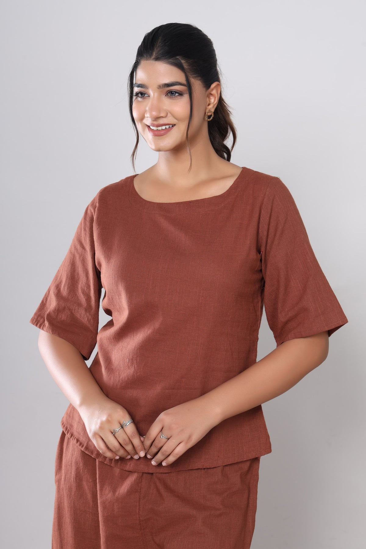 Rust Brown solid co-ord set – make to order wholesale – view 6