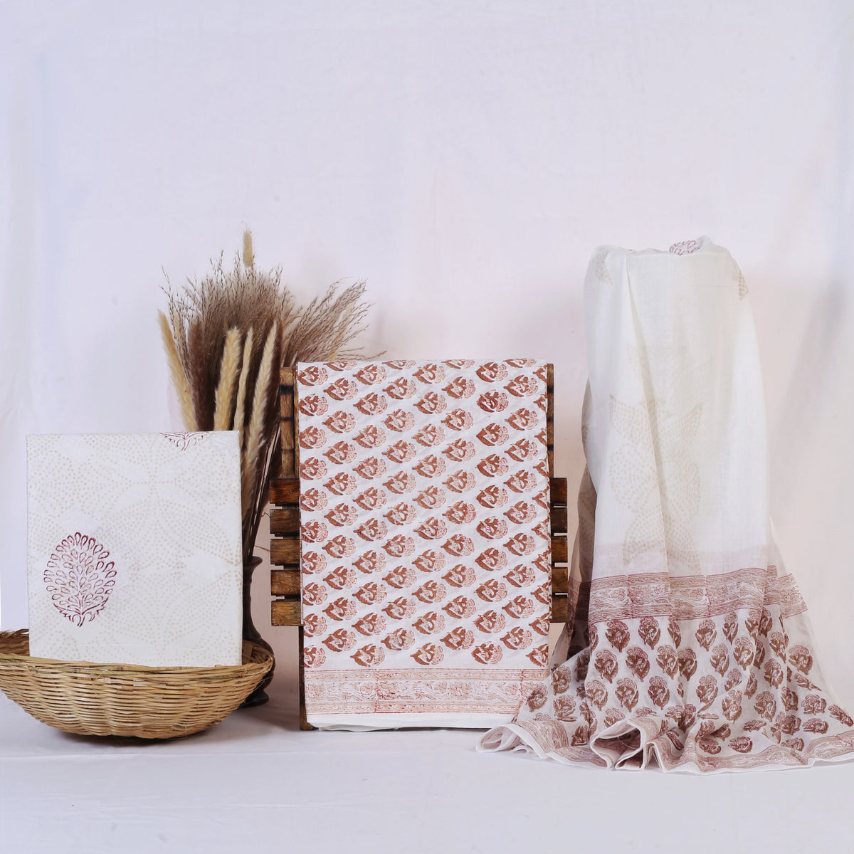 Hand Block Print Cotton Suit Material with Mulmul Dupatta | Gerua Kali – Rust Bud Buta | Rust Pink & White | Wholesale Suit Material 1XdWxmj6hgDshkBaodJQw7Tc2L1ZsxgO2_s0