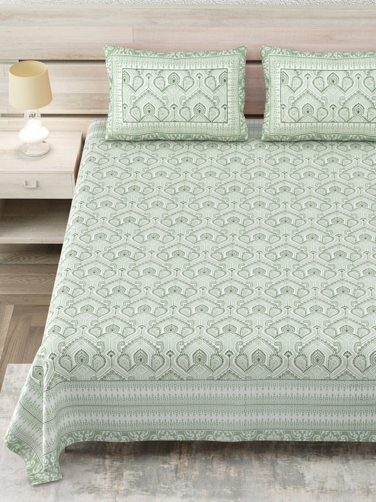 Avantika Mint Green Ogee Trellis Cotton King Bedsheet 108x108 With 2 Pillow Covers Bedsheet 1adHS380jVagidHVVfCxswmvrhDL1iohg_w2000