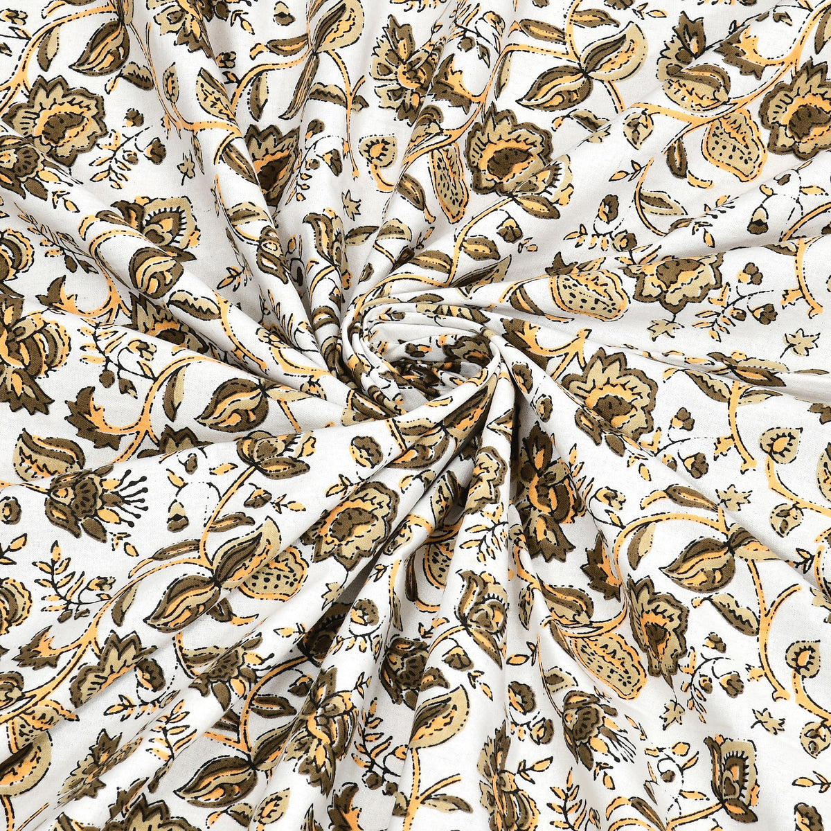 Cream Mehendi Floral Jaal pure cotton double bedsheet 90x108 – Unnati collection – view 6