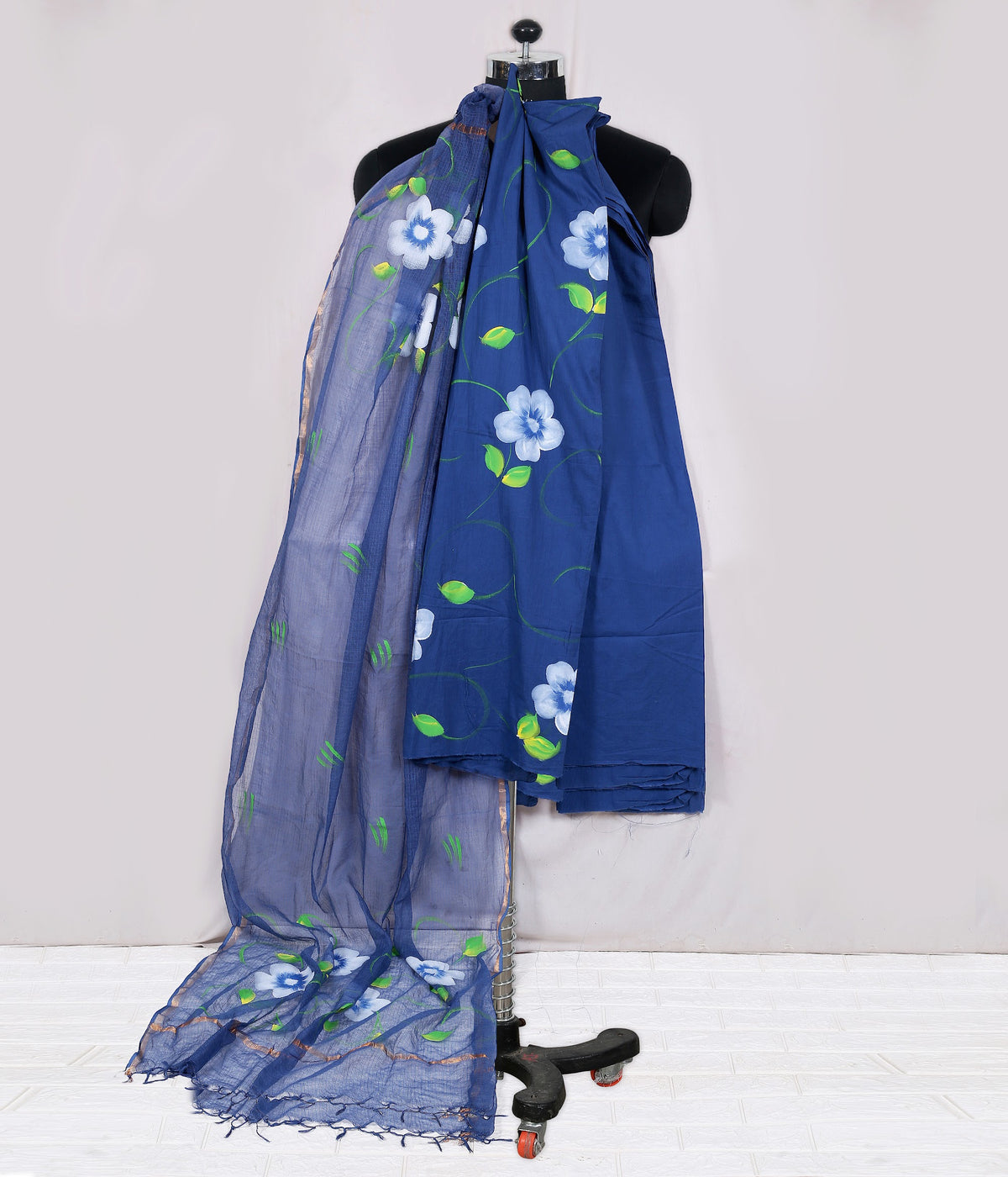 Rangeen Navy Painted Flower Hand Block Print Cotton Suit with Hand-Painted Kota Doria Dupatta – Unstitched 3 Piece Suit Material 1f3w-Hk5v8fO5XszVw0W5iO1Y_Ns1VSpG_w2000
