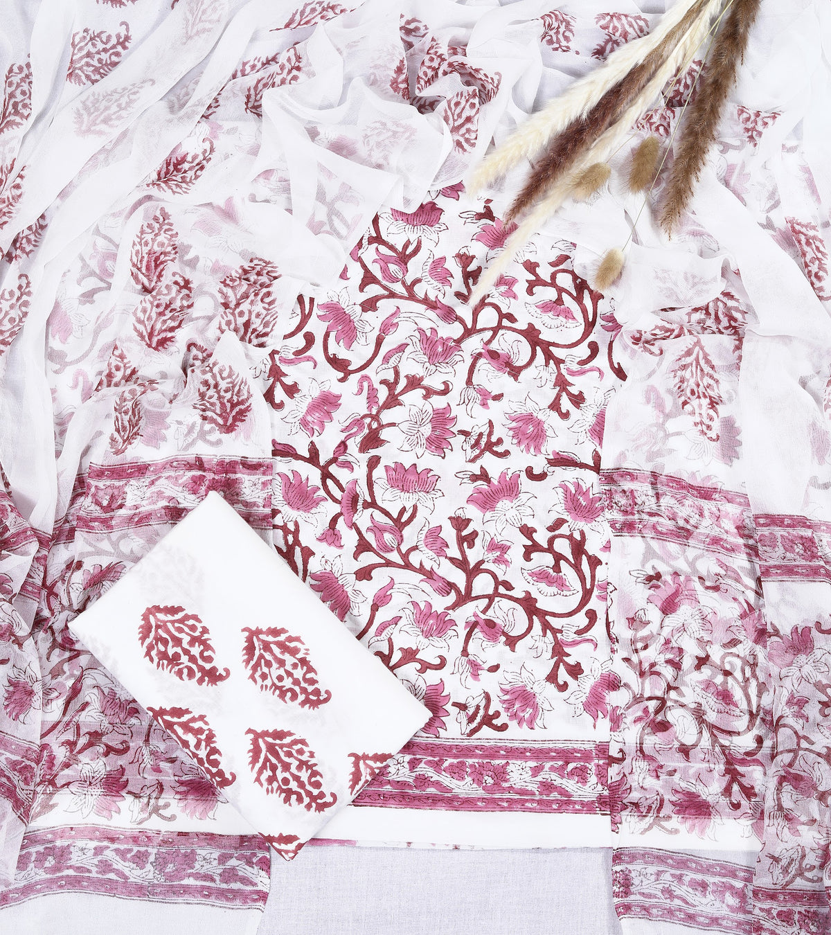 Gulnaar Magenta Ivory Floral Bel Hand Block Print Cotton Suit with Chiffon Dupatta – Unstitched 3 Piece Suit Material 1gMOcbJVb0H0z-x53EWVLc9n2uKvt6Imz_w2000