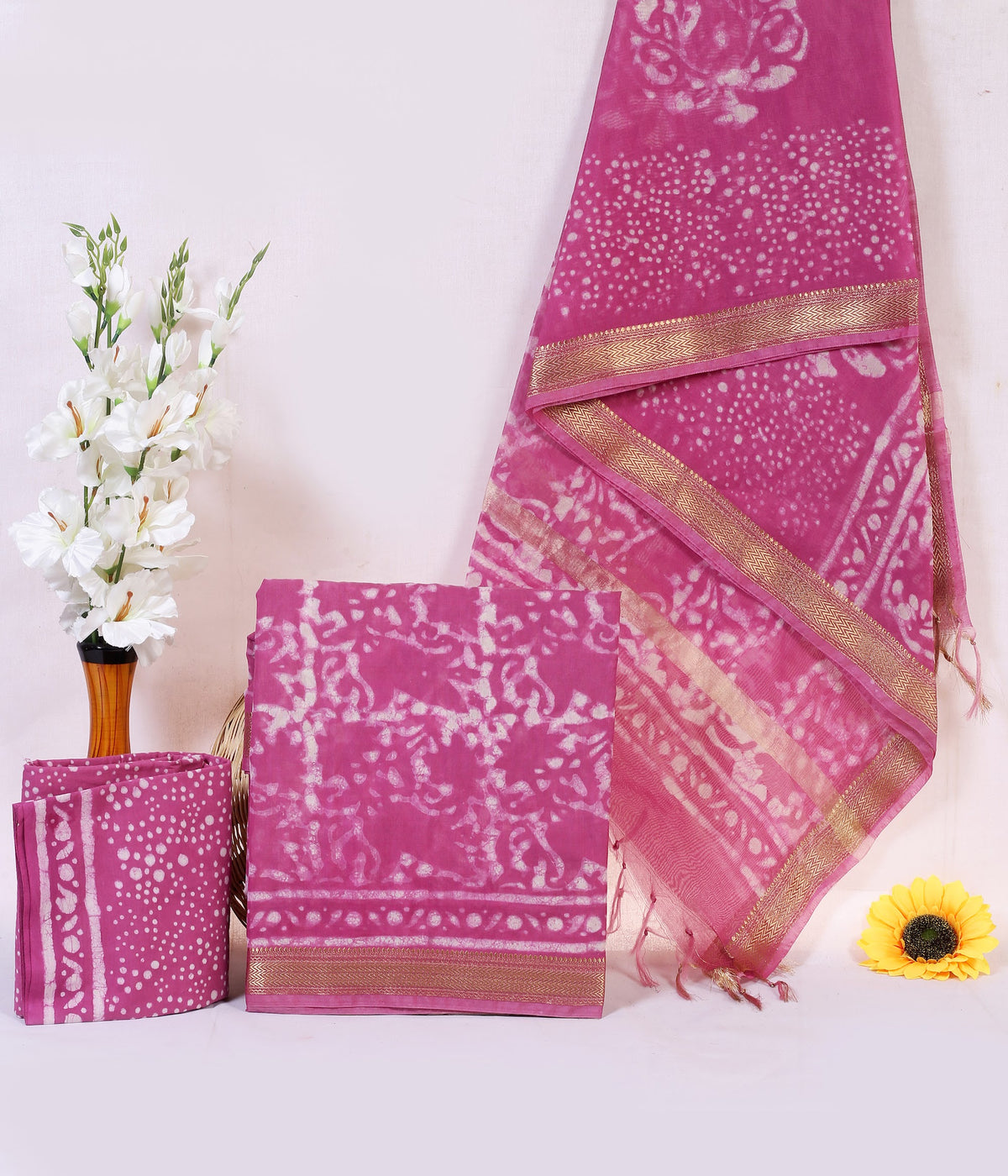 Maheshwari Silk Hand Block Print Suit Material | Gulabi Bagh – Pink Floral Jaal | Pink | Golden Zari Border | Wholesale Suit Material 1lx8ivI2XE5FoSSNY5i24XkLXHVZfMbl7_w2000