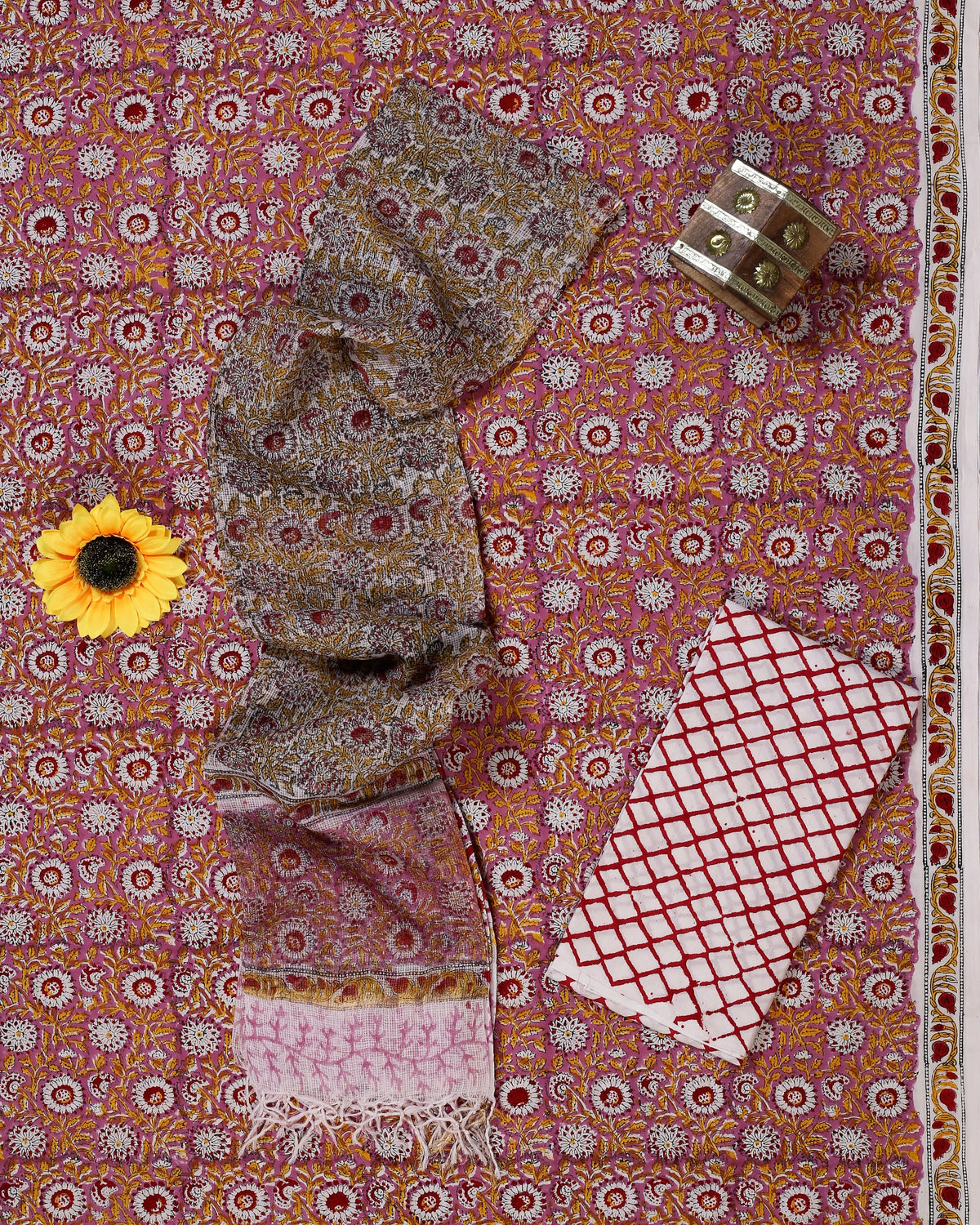 Rangeen Rust Ochre Floral Hand Block Print Cotton Suit with Kota Doria Dupatta – Unstitched 3 Piece Suit Material 1niBY_x3CEmxd4ntX4EJXZ0tiEFD4Ot87_w2000