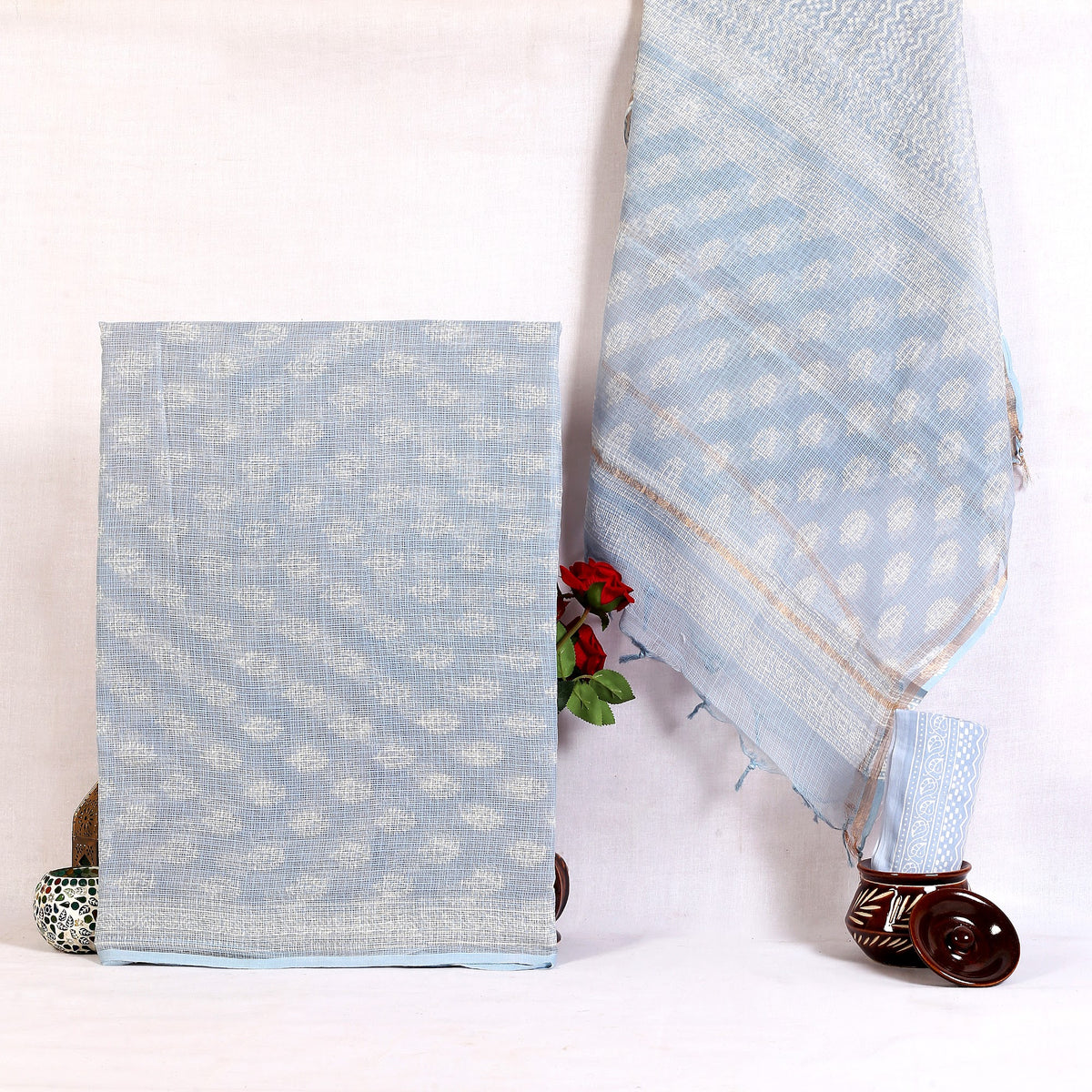 Ice Blue Buta Hand Block Print Pure Kota Doria Suit | Himani Buta | Unstitched 3 Piece (Top & Dupatta Kota) | Wholesale Suit Material 1ppGPMFSjqnRcoR5cvHptzwG0jXy4Os1__w2000