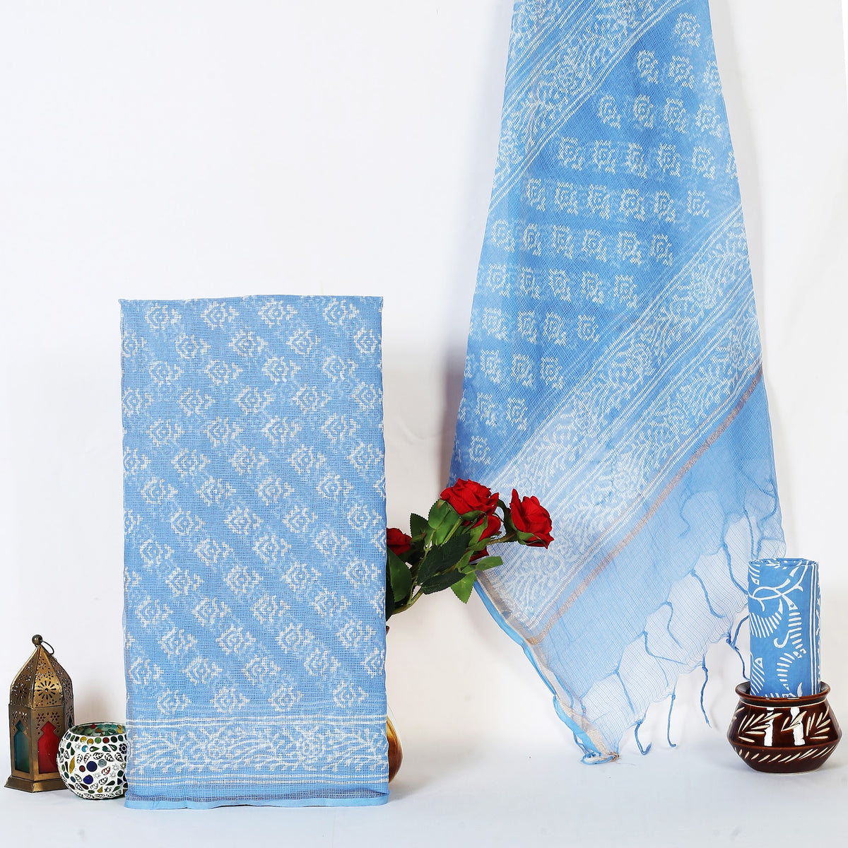 Powder Blue Buta Hand Block Print Pure Kota Doria Suit | Neelkamal Buta | Unstitched 3 Piece (Top & Dupatta Kota) | Wholesale Suit Material 1qiMPlhbjg8TEZqOI1LKRw1fhE0g9hL11_w2000
