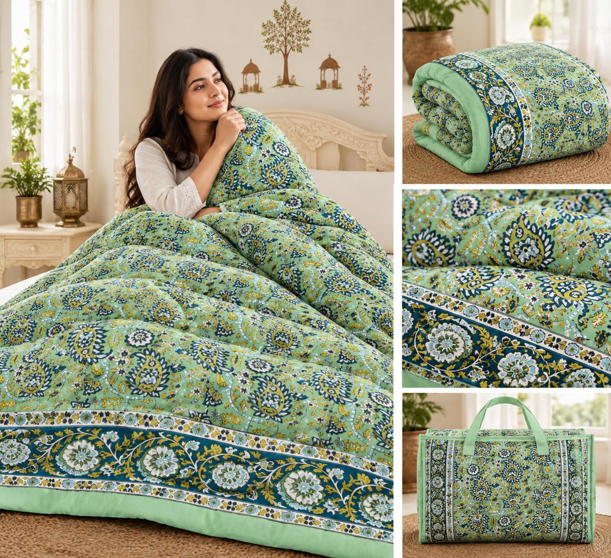 Mint Green Floral Jaipuri Mulmul Razai – Reversible, Cotton Filled Razai 1t-medaEQbNZqhxKwHhc2C6H5W52lqcqI_w2000