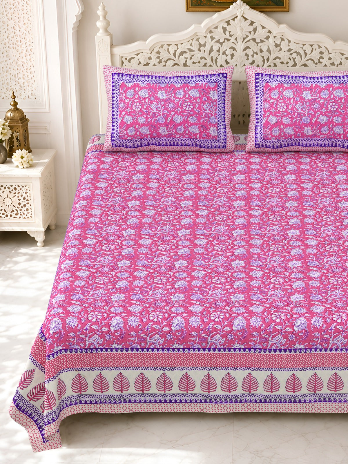 Premium Royal Block Pink Leaf Border Cotton Double Bedsheet 90x108 with 2 Pillow Covers Bedsheet 1uW9rl-vBkzwsAPZQfsY5NLm_6MBhd-XG_w2000