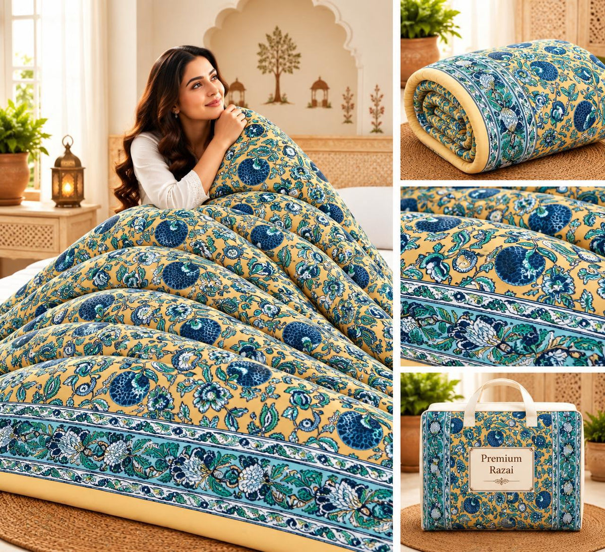 Lime Teal Floral Jaipuri Mulmul Razai – Reversible, Cotton Filled Razai 1vLBCHl7mXw5F6XEYL9npKofoOXbKLTqK_w2000