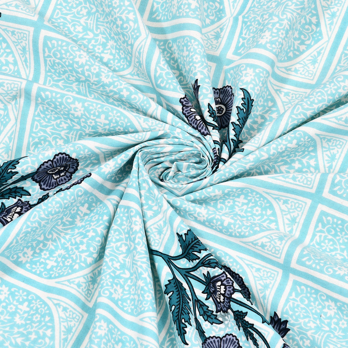 Kalashree Sky Blue Mughal Panel Premium Cotton Double Bedsheet 100x108 with 2 Pillow Covers Bedsheet 1vMH7f2kuE-waSFY2zcswAEXxe13emEQo_w2000
