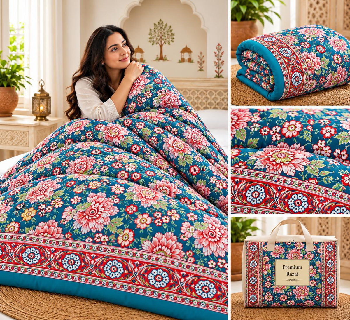 Navy Pink Rose Jaipuri Mulmul Razai – Reversible, Cotton Filled Razai 1vt8pmM8-VtWePF4250SwhSD_YeZKxZ27_w2000