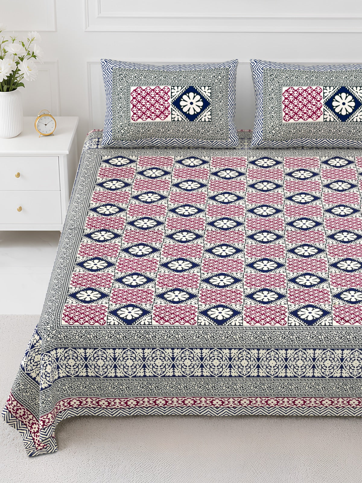 Elite Pink Diamond Medallion Cotton Double Bedsheet 90x108 with 2 Pillow Covers Bedsheet 1w6TI1dO2flV5QGSk44DWYYbTcZbHrB2K_w2000