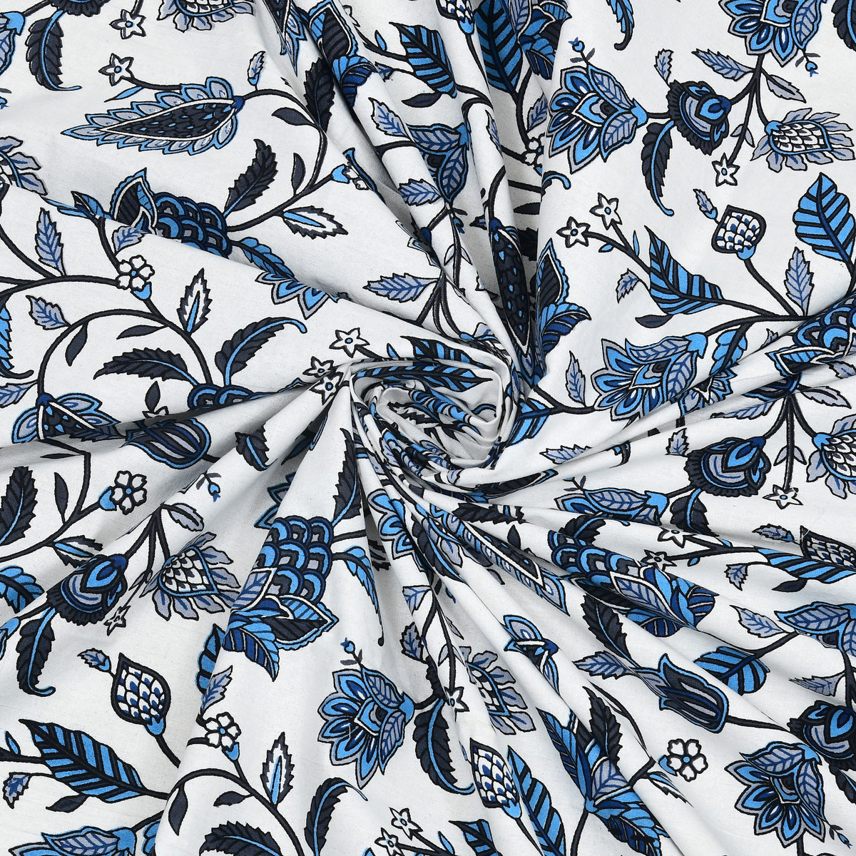 Kalashree Indigo Floral Jaal premium cotton double bedsheet 100x108 with 2 pillow covers – indigo blue – wholesale Jaipur – view 6