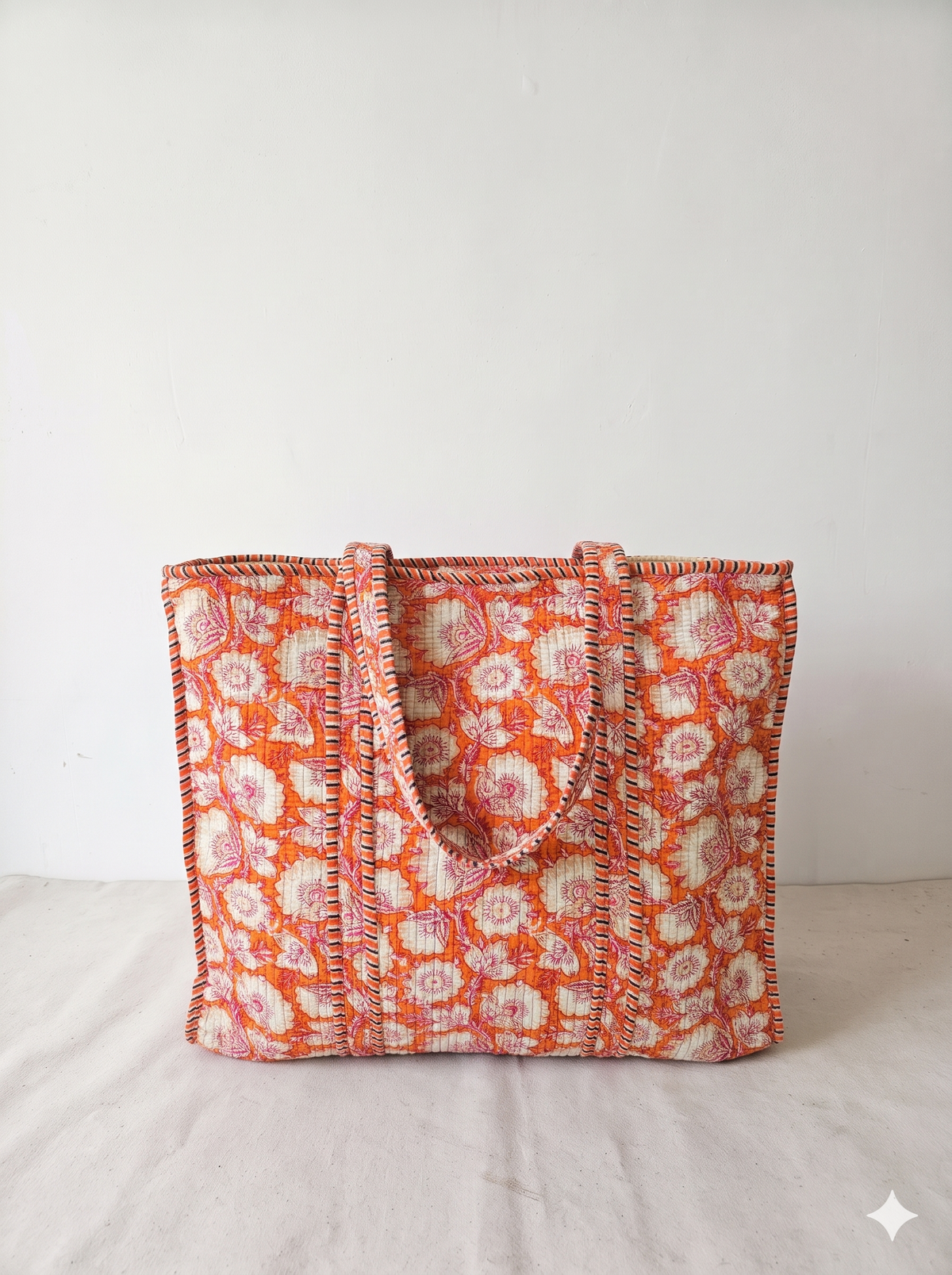 Jaipuri Printed Quilted Cotton Tote Bag | Narangi Phool – Orange Floral | 18x18 inch | Zipper & Inside Pocket | Wholesale Tote Bag 1yVxYUQgRIpqs26ZJJZ29AwPPv-L5UxuA_w2000