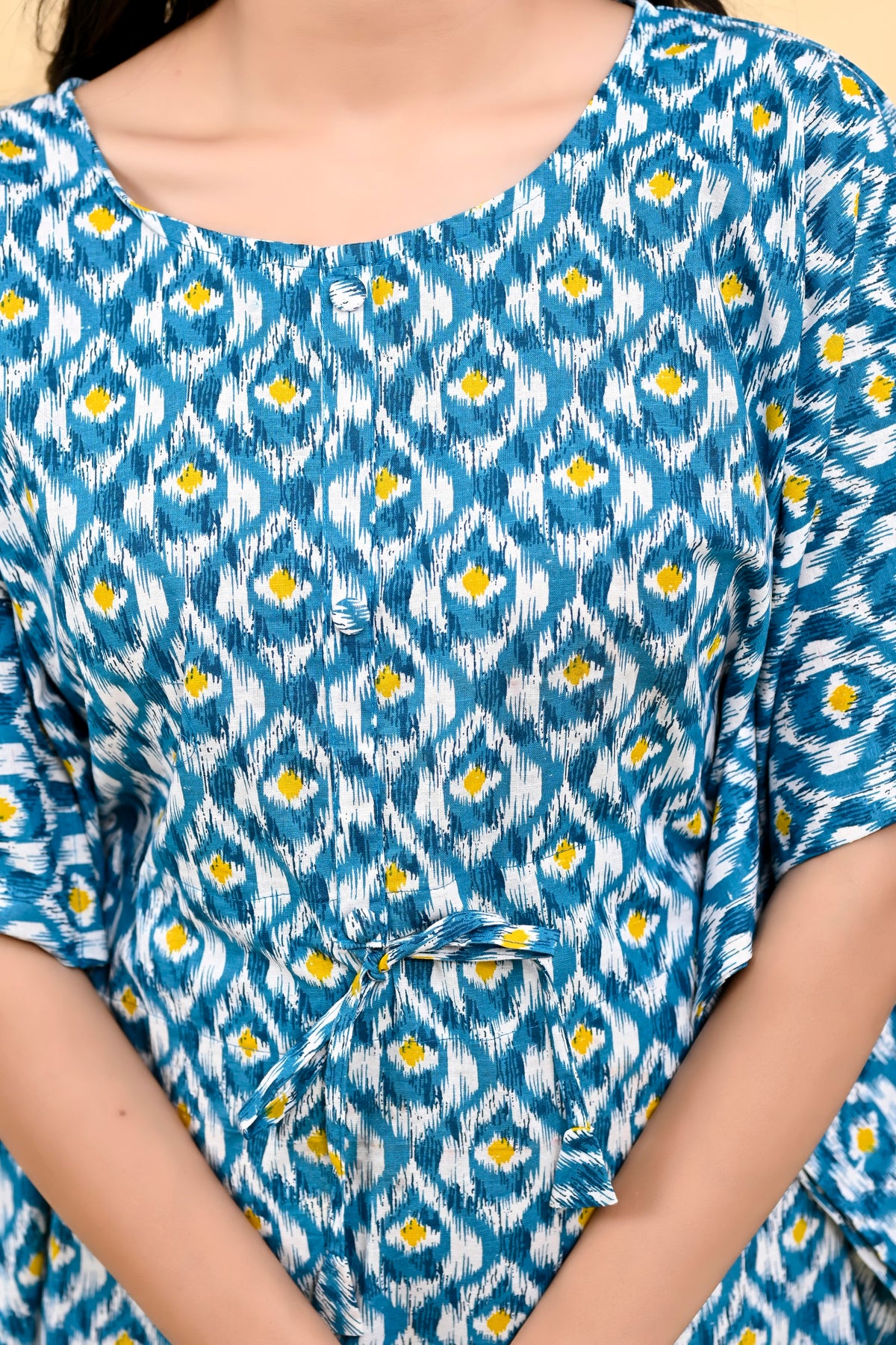 Light Blue Floral kaftan dress – make to order wholesale – view 6