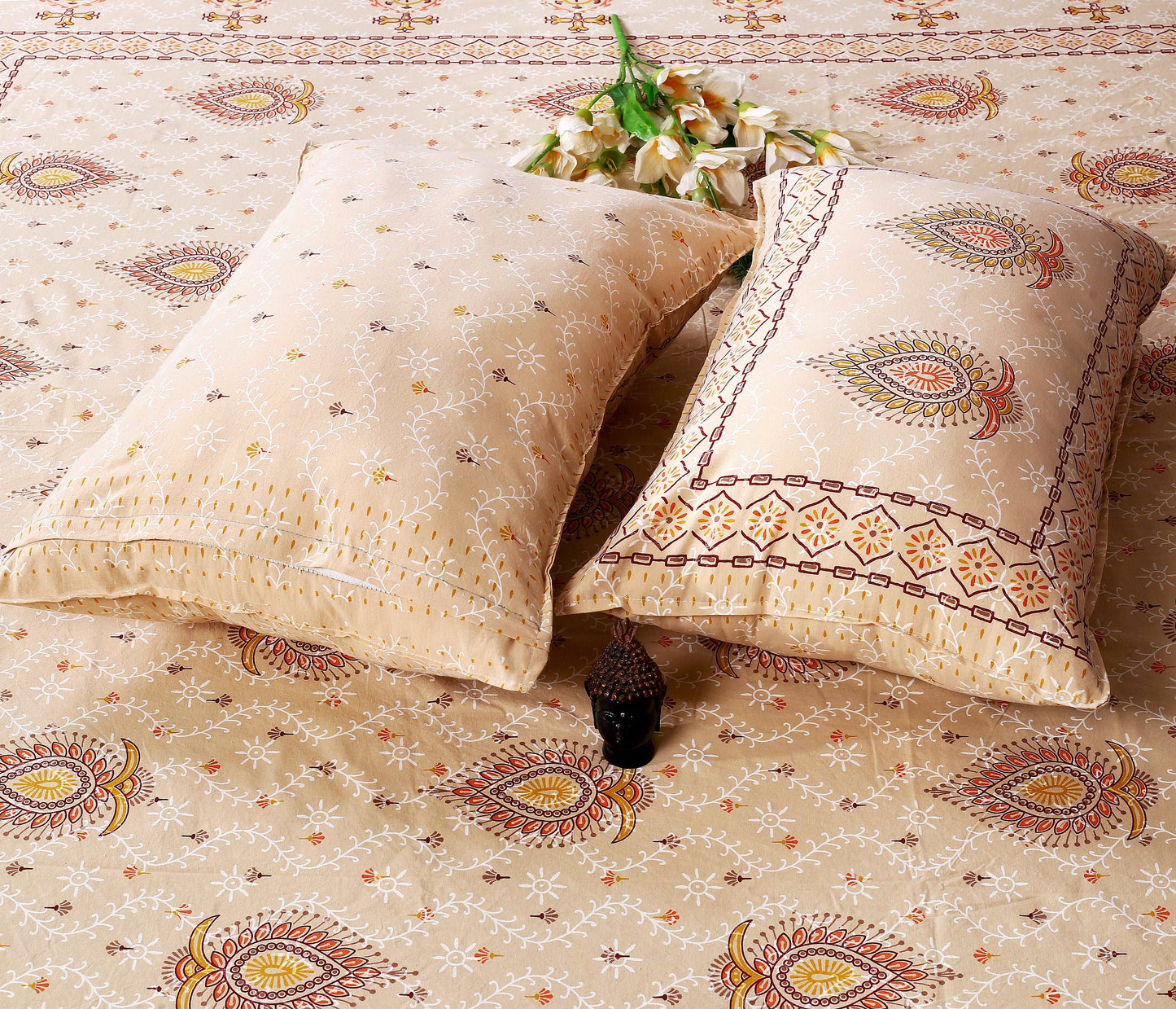 Bagru Floral Boota Printed Indigo Sole Bedsheet, Size: King Size Bedsheet Jaipuri_Handblock_Printed_King_Size_Bedsheet_104