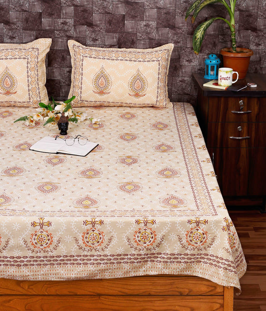 Bagru Floral Boota Printed Indigo Sole Bedsheet, Size: King Size Bedsheet Jaipuri_Handblock_Printed_King_Size_Bedsheet_107