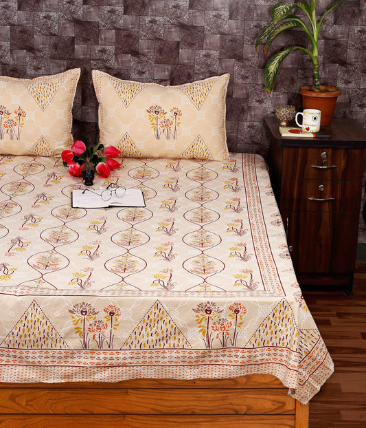 Bagru Floral Printed Indigo Sole King Size Bedsheet" by Srishti Textile Bedsheet Jaipuri_Handblock_Printed_King_Size_Bedsheet_95