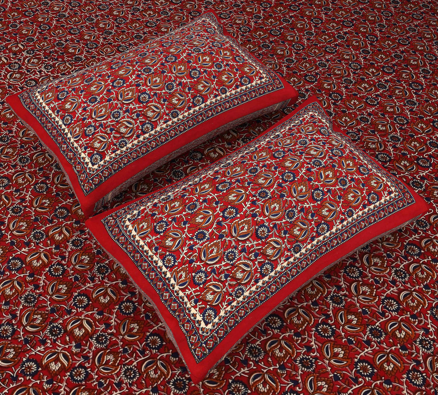 Mystical Maroon: King Size Jaipuri Bedsheet with Enchanting Kalamkari Floral Print Bedsheet a_3_72261cb1-417e-4464-8f81-80cbb8c85005