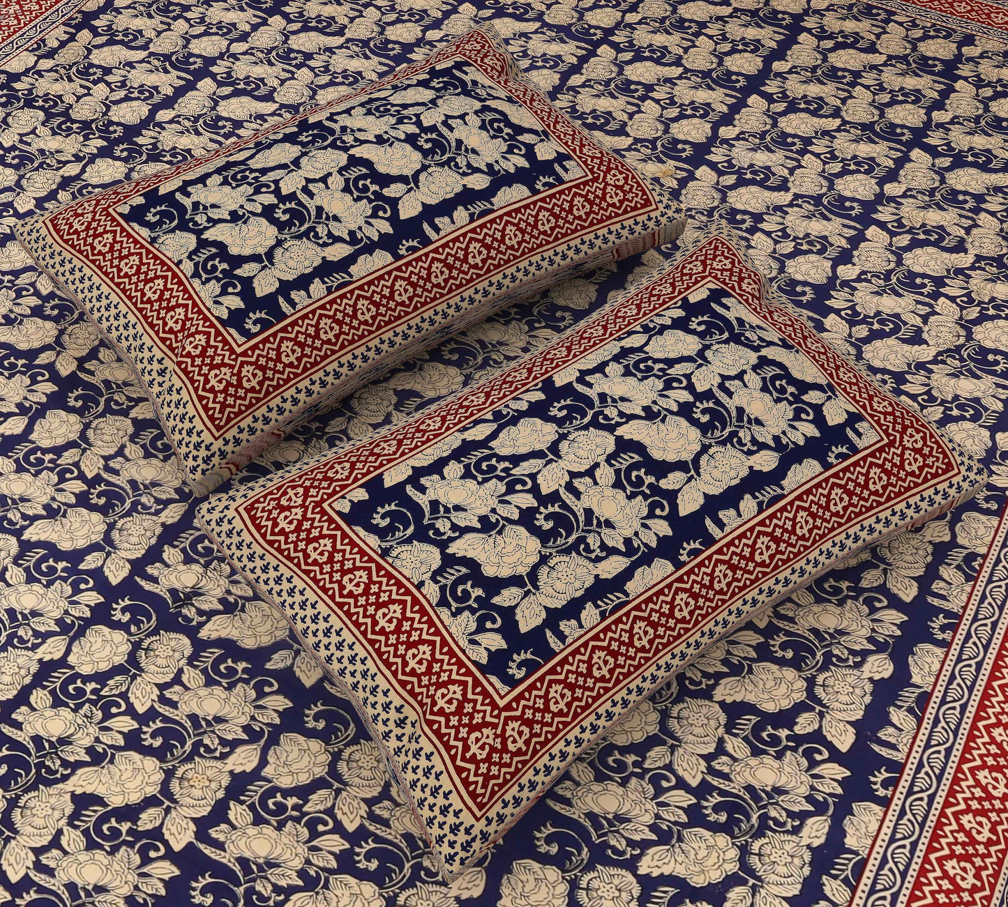 Jaipuri Kalamkari Floral Printed Blue Color King Size Bedsheet Bedsheet c_12_f1af97ce-a9b8-4ff3-8412-99b490c646f9