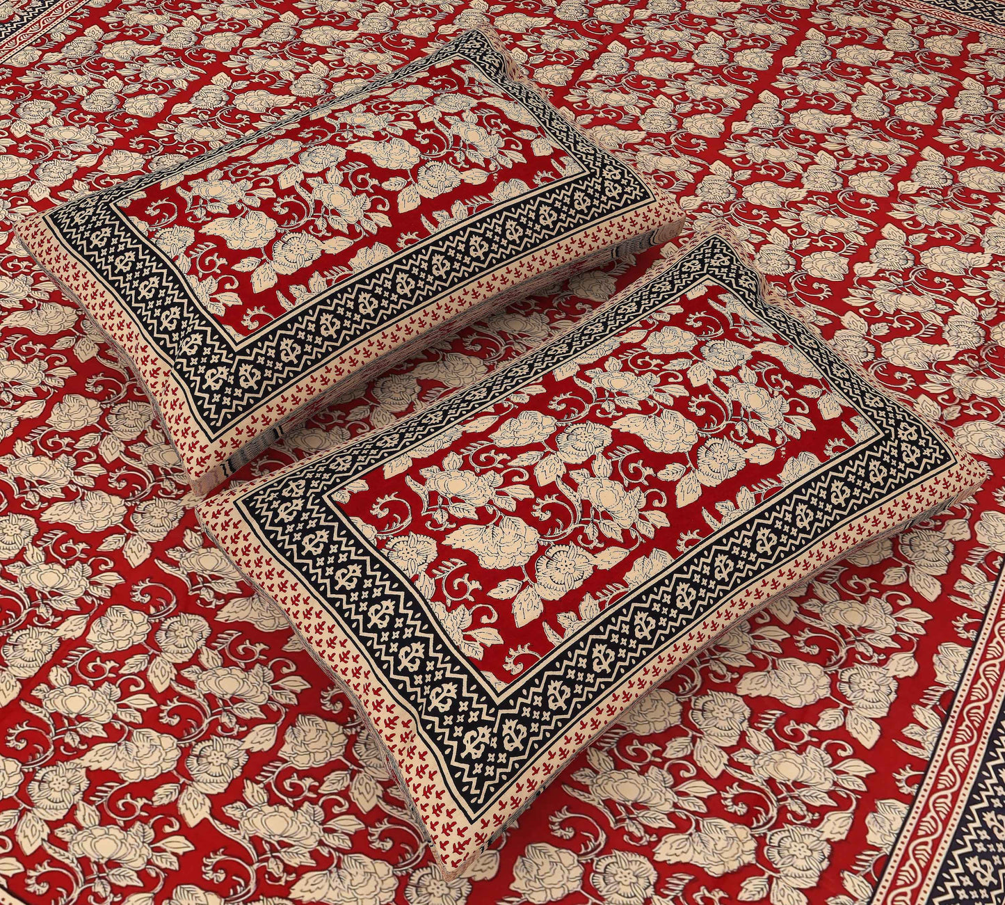 Maroon color Jaipuri Kalamkari Printed King Size Bedsheet Bedsheet c_14_3614772e-480e-4a9a-9bf4-fcb031c66fe2