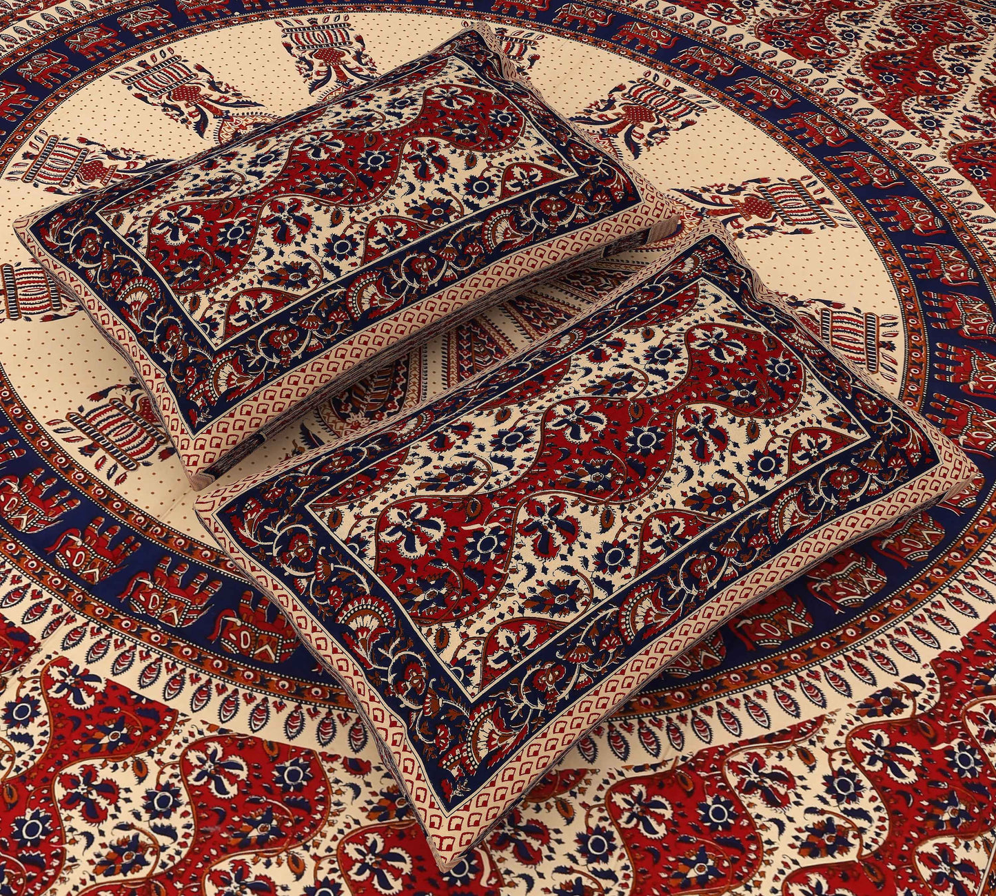 Maroon Bagru Elephant Print Block Printed Bedsheet Bedsheet c_21_4af5ff39-a472-4740-8e96-31237ea2b033