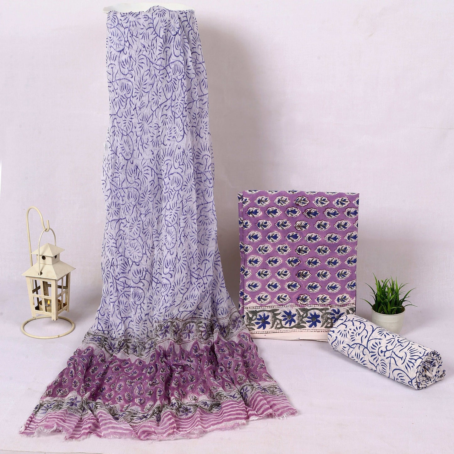 Srishti Textile Cotton Unstitched Suit with Chiffon Dupatta Unstiched cotton Suit Dress Material cotton-unstitched-suit-with-chiffon-dupatta-floral-designs-purple-_1