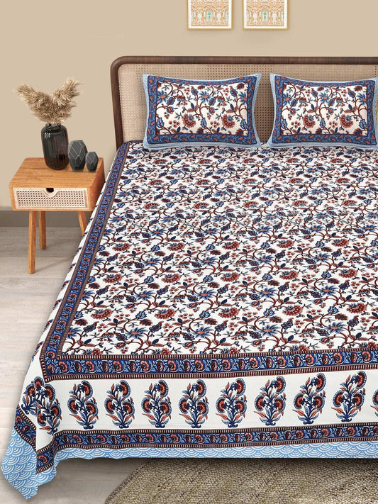 Elegant Jaipuri Bedsheet by Srishti Textile - King Size KING SIZE BEDSHEET elegant-jaipuri-bedsheet-with-pillow-covers-on-bed-_1