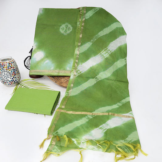 Srishti Textile Green Chanderi Suit for Women Chanderi Suit green-chanderi-suit-for-women-light-green-dupatta-with-tassels