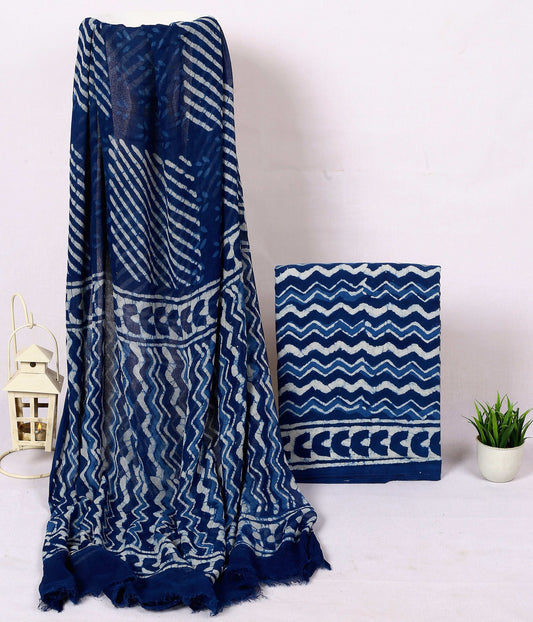 Srishti Textile Indigo Zigzag Unstitched Suit Dress Material Unstiched cotton Suit Dress Material indigo-zigzag-unstitched-suit-patterned-cushion-set-2-_1