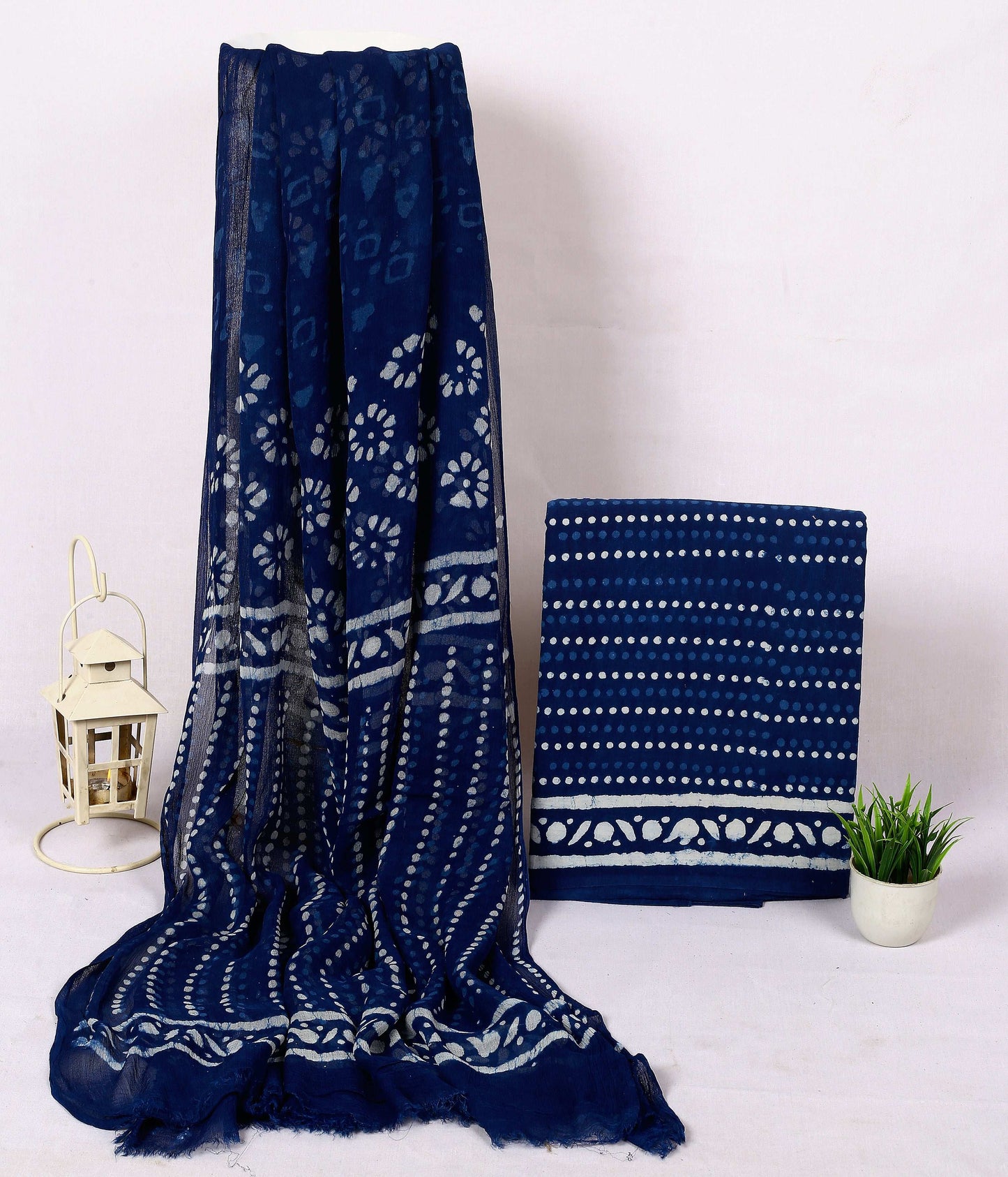 Srishti Textile Jaipuri Indigo Handblock Dress Material Unstiched cotton Suit Dress Material jaipuri-indigo-handblock-dress-material-blue-transparent-fabric-_1