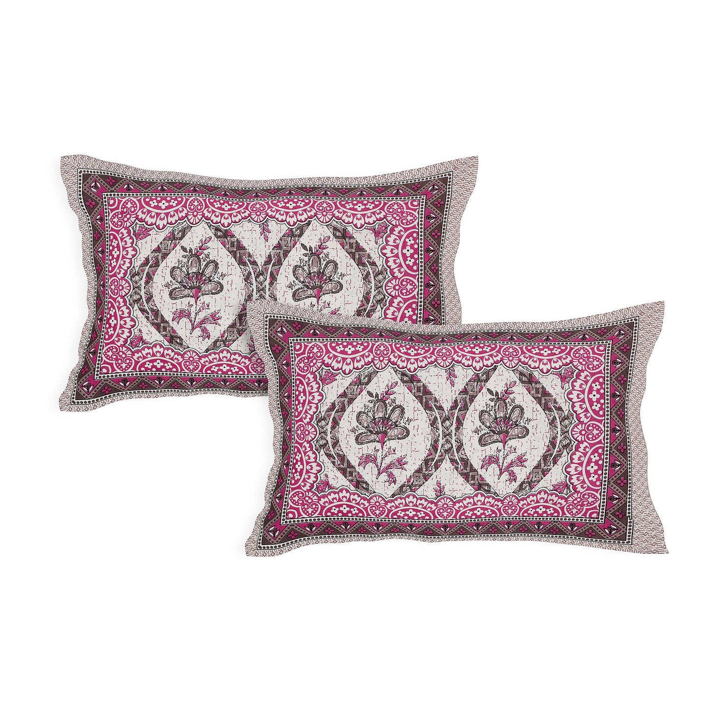 Srishti Textile King Size Floral Boota Bedding Set KING SIZE BEDSHEET king-size-floral-boota-bedding-pillowcases-pink-pattern-_4