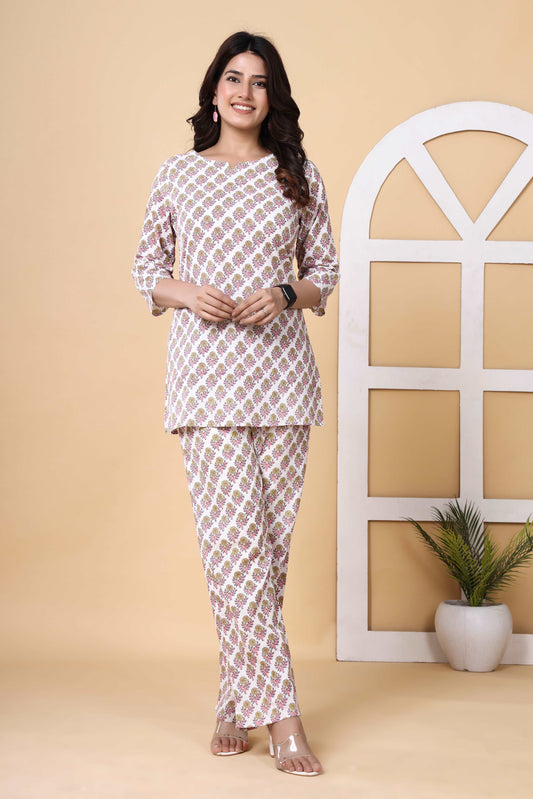Srishti Textile Premium Cotton Cord Set for Comfort Cord Set premium-cotton-cord-set-women-floral-pattern-top-pants