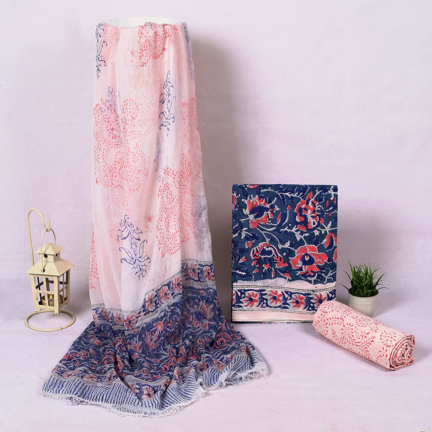 Srishti Textile Sanganeri Handblock Printed Suit Material Unstiched cotton Suit Dress Material sanganeri-handblock-printed-suit-pink-blue-batik-design-_1